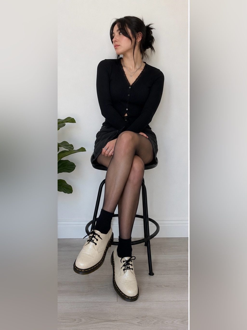 Dr. Martens 1461 Glitter Leather Oxfords Ivory Shimmer Shoes Us 7